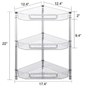 HYBRIDEAS 3-Tier Corner Shelf Organizer for Bathroom Counter Skincare and Makeup Storage Vanity Dresser Organizer Countertop Tray Perfume Holder Shelving