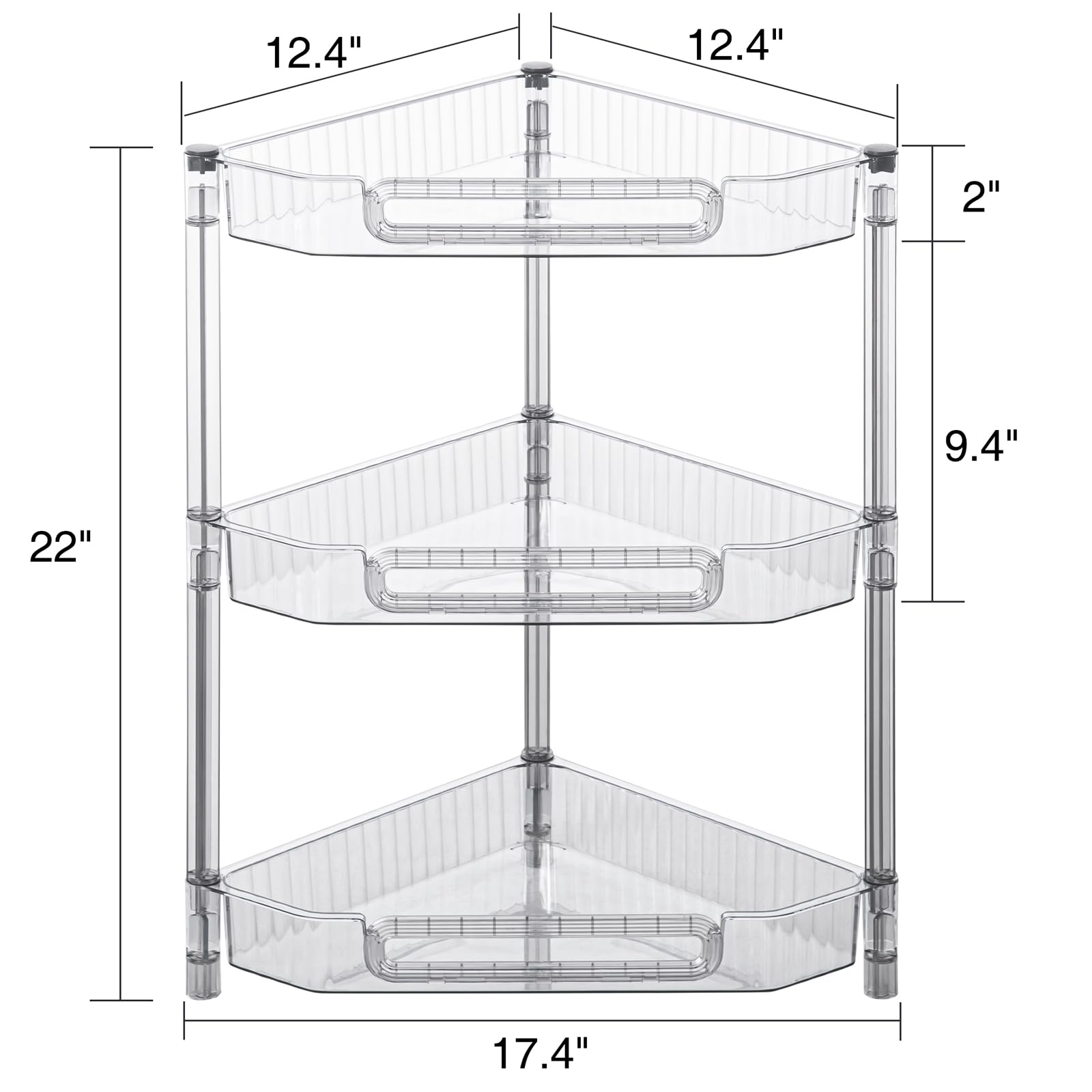 HYBRIDEAS 3-Tier Corner Shelf Organizer for Bathroom Counter Skincare and Makeup Storage Vanity Dresser Organizer Countertop Tray Perfume Holder Shelving