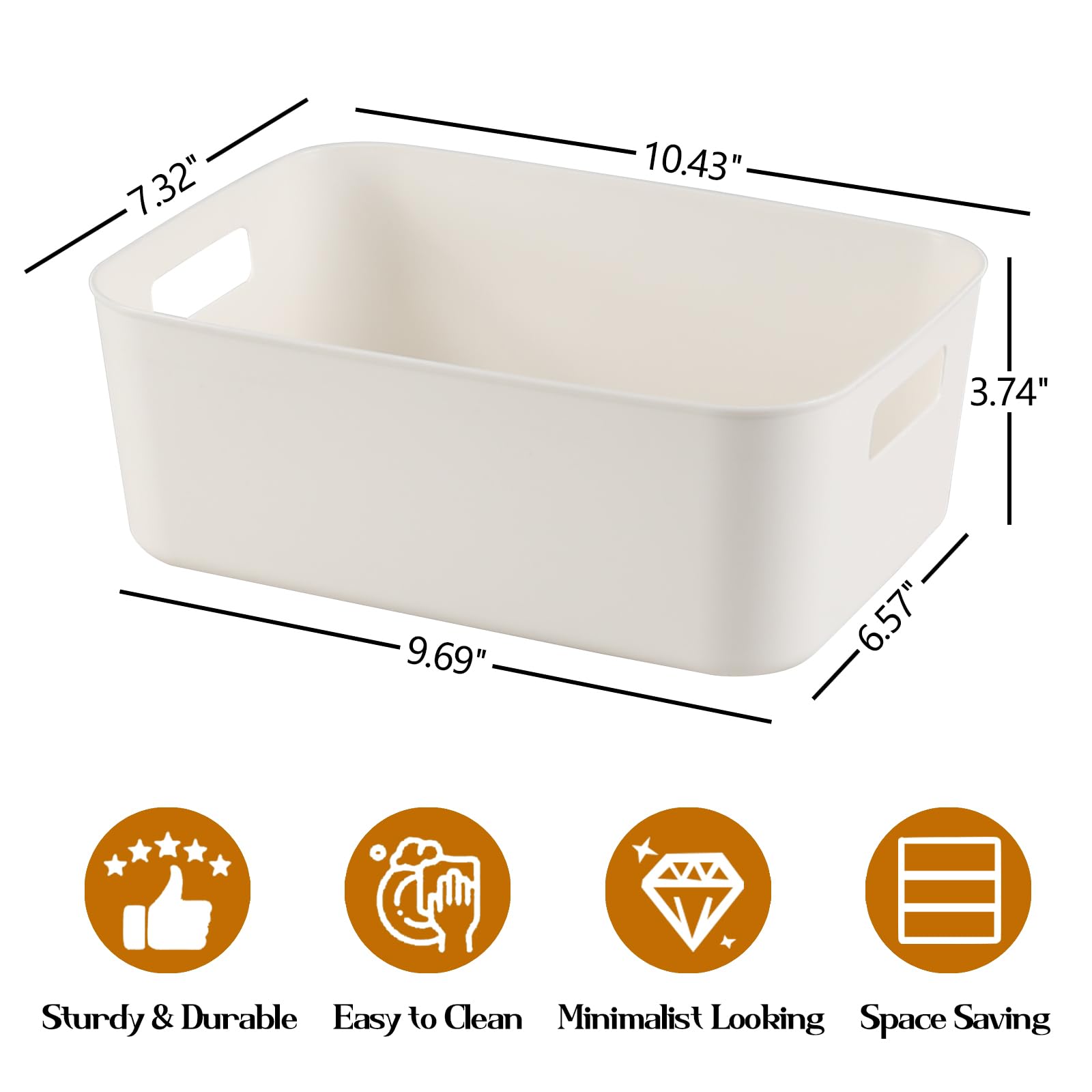 Hespama 6 Pack Small Plastic Storage Bins, White Organizer Basket Bins