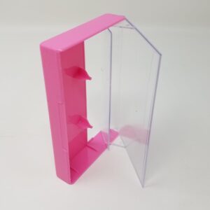 Sleevie Wonder Cassette Tape Cases Pack of 5 - Clear Front + Pink Solid Back - Hard Plastic Storage (+1 free dj sticker)