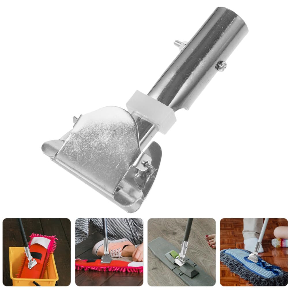 HOLIDYOYO Commercial Mop Clamps Stainless Steel Mop Bar Clamp Heavy Duty Mop Head Replacement Holder Change Mop Handle Gripper Mop Handle Adapter