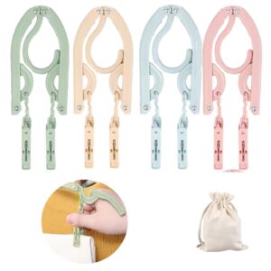 12 pcs hangers with 24 pcs clips, folding clothes hangers portable pants hangers - organizer bag for travel