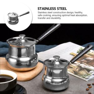 Cabilock Turkish Coffee Pot 11.8oz/350ml Small Saucepan Coffee Maker Mini Sauce Pan Butter Melter Stainless Steel Milk Warmer Pots for Stove Top Silver