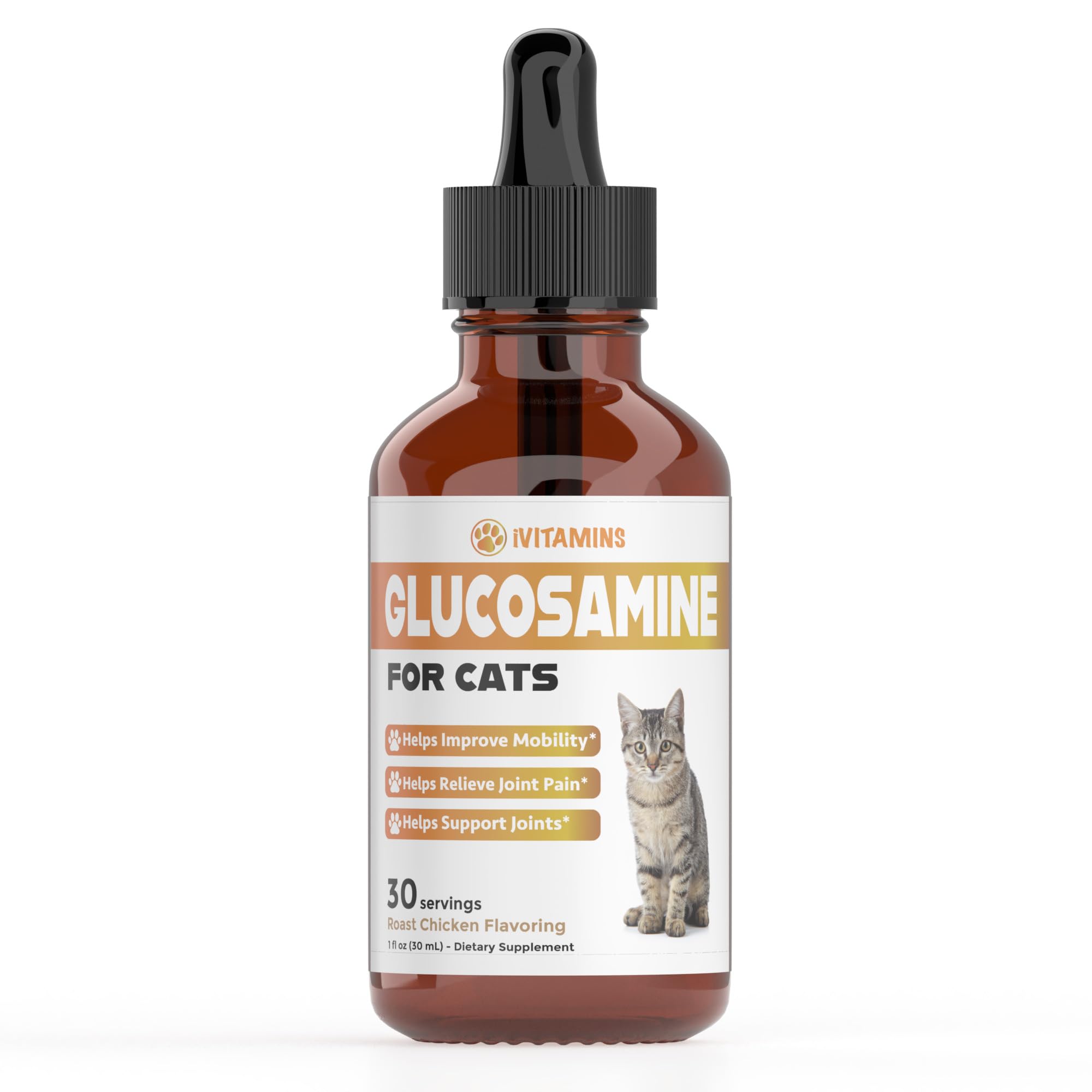 Glucosamine for Cats | Cat Glucosamine | Glucosamine for Cats Liquid | Cat Joint Supplement | Joint Supplement for Cats | Cat Joint Pain Relief | Joint Support for Cats | 1 fl oz: Chicken Flavor