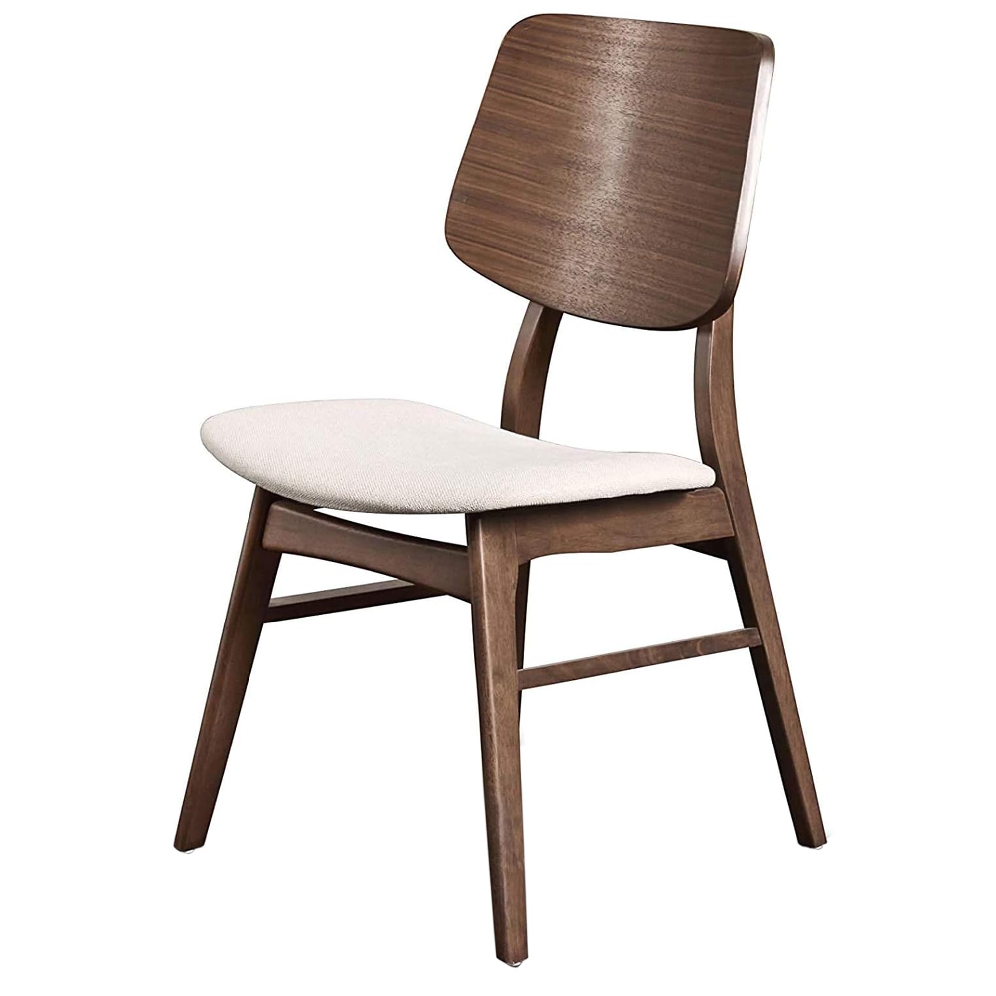 New Classic Furniture Oscar Dining Chair (Set of Four), 100% Polyester Natural Beige Fabric, Walnut Brown Finish