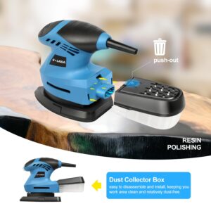 G LAXIA Detail Sander, 1.6 Amp Electric Sander with 10Pcs Sandpapers, 12000 OPM Hand Sander with Dust Box for Woodworking