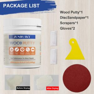 Wood Filler, Wood Putty, Wood Putty Filler Paintable, Stainable & Quick Drying Quickly Repair Any Broken Holes, Cracks, Chips and defective Wooden Furniture Outdoor Wood Repair Kit (White，9.87 Ounce)