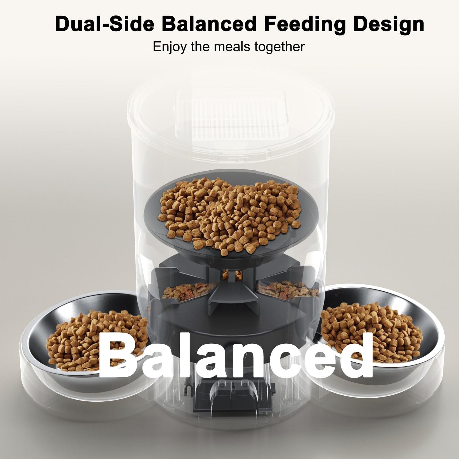 Automatic Cat Feeder for 2 Cats, 3L Cat Food Dispenser SURDY Auto Cat Feeder with 2 Stainless Bowls, 10s Meal Call Dual Power Supply and Timer Setting 12 Portions 6 Meals Per Day for Cats and Dogs