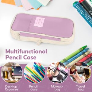 HESEE Pencil Case, Large Capacity Aesthetic Pencil Cases with Durable Zipper, Big Stationery Pencil Pouch for Women & Men, Adults (Dark Purple)