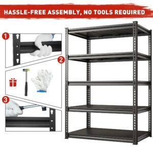 REIBII 72" H Garage Shelving Sturdy Garage Storage Shelves Heavy Duty Shelving 5-Tier Adjustable Garage Shelves Load 2500 Lbs Metal Shelves for Storage Garage Shelf 2 Pack, 72" H x36 W x18 D