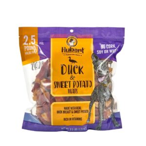 hubert pet gourmet duck & sweet potato wraps dog treats - 2.5 lbs - usa inspected - for small & large dogs