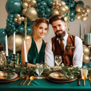 126Pcs Emerald Green and Gold Balloon Foil Tassel Green Golden Balloons Garlands Set for Elegant Baby Showers, Birthdays, Weddings Decoration Safari, Enchanted Forest Party New Year Graduation Kit