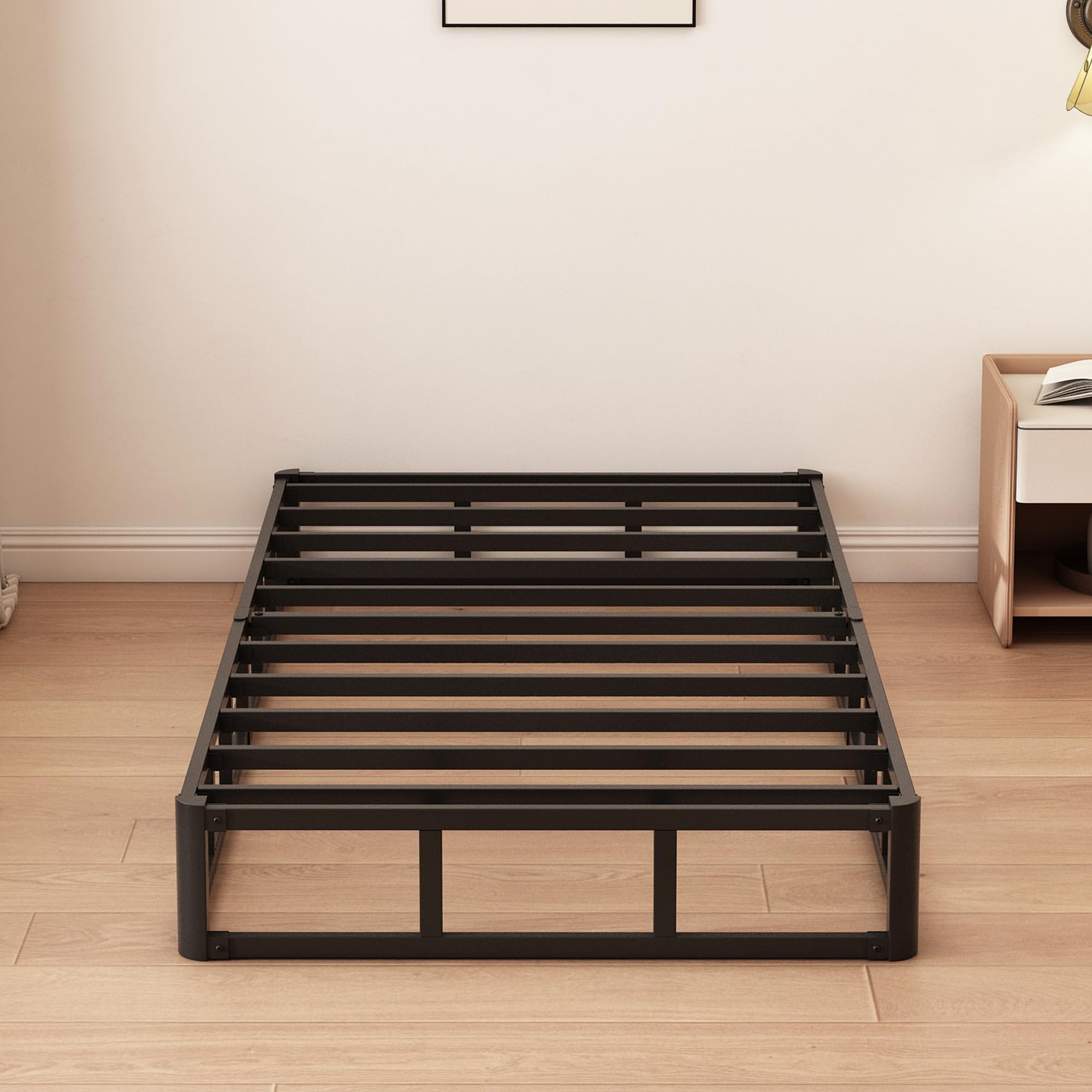 Husleephu Twin Box Spring, 9 Inch High Profile Metal Box Spring Twin Bed Base with Fabric Cover, Sturdy Mattress Foundation, Easy Assembly, Noise Free, Black