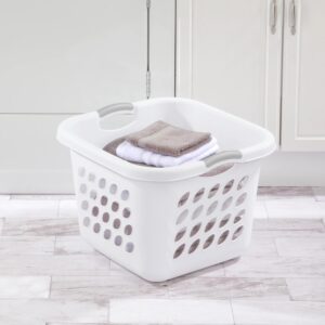 BoVano 1.5 Bushel Square Laundry Basket Plastic, White, Set of 4