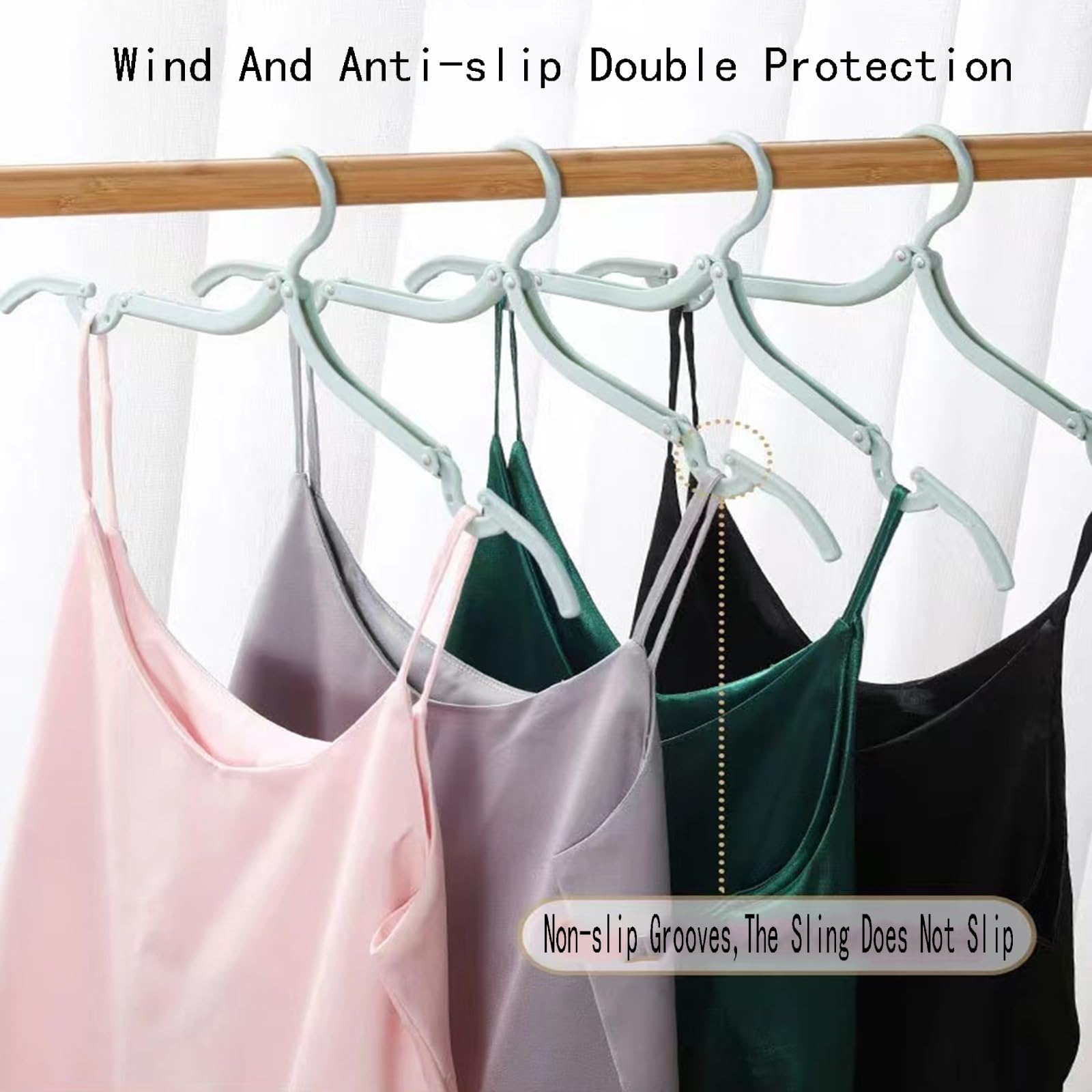 12 Pcs Hangers with 24 Pcs Clips, Folding Clothes Hangers Portable Pants Hangers - Organizer Bag for Travel