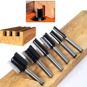 6Pcs Straight Router Bit Set 1/4 Shank, Double Flute Straight Bit Dado Straight Cut Router Bit, Cut Dia 3/4", 5/8", 1/2", 3/8", 5/16", 1/4", Straight Router Bit for Woodworking Groove by SICWOOD