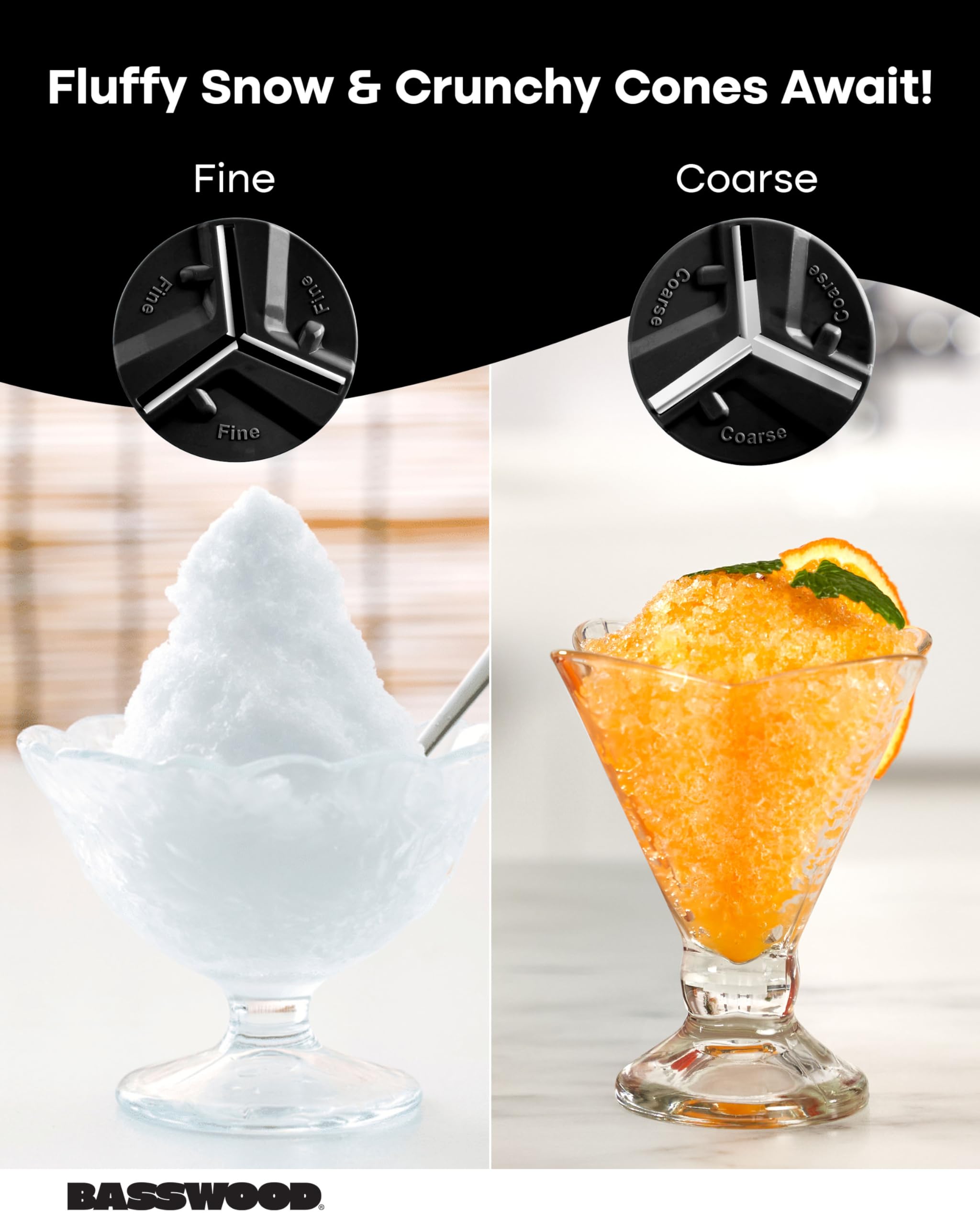 Manual Ice Shaver - Snow Cone Machine with Ice Cube Tray, Stainless Steel Blades, & Large Container - Portable Crushed Ice Machine for Home - Shaved Ice Maker Kit for Kids Snowcones, Slushies & More