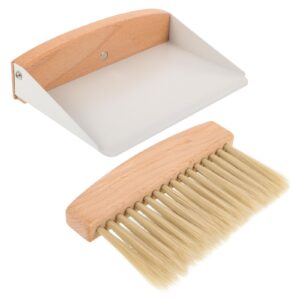 luxshiny 1 set mini dustpan and brush set wood hand broom dustpan set for table desk countertop dog other pets nest cage cleaning