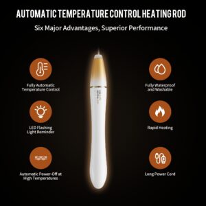 Double Heads USB Heating Rod for Doll, LED Indicator Portable Toy Warmer, Automatic Temperature Control USB Warmer, Safe, Fast Heating and Waterproof, Dual Heater in 1 Cable, White