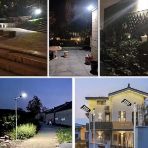 Fancemot Solar Street Lights Outdoor Waterproof Super Bright, Solar Street Light Dusk to Dawn, Solar Street Lights LED Wide Angle Lamp with Remote Control for Yard, Garage, Garden, Parking Lot, etc