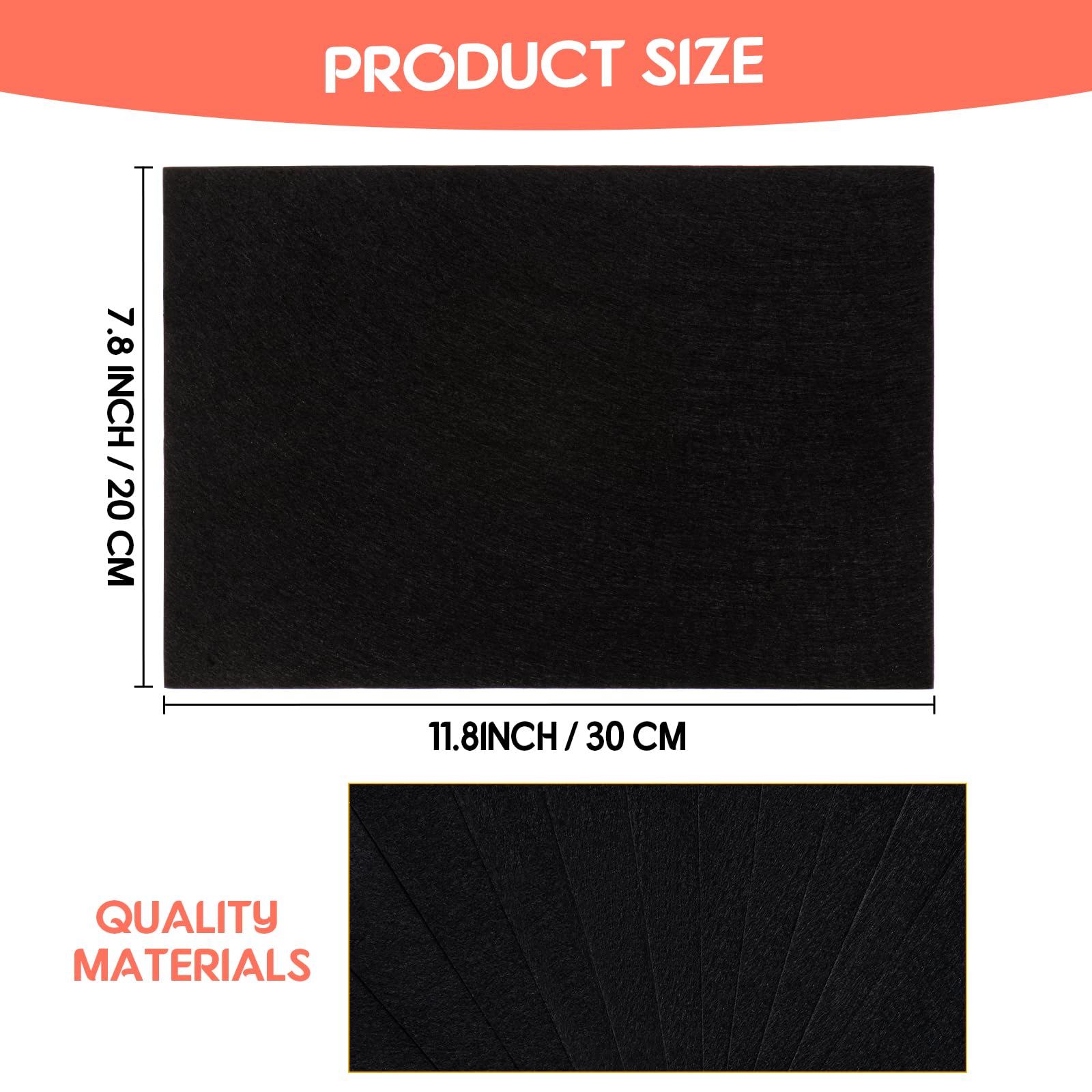 Simetufy 12 Pcs Black Felt Fabric for Crafts, 8 x 12 Inch Black Felt Sheets 1 mm Thick, Acrylic Sheets Art and Craft Material, Soft Felt Sheets for Crafts, Sewing