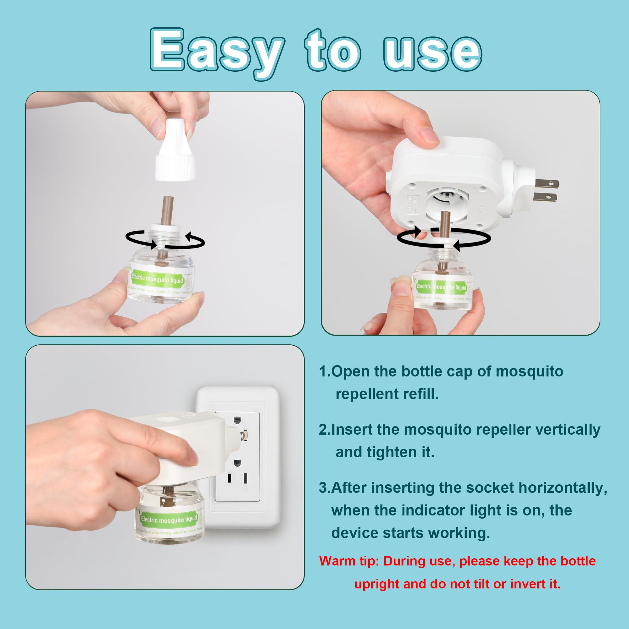 Moskiller Mosquito Repeller, Electronic Mosquito Repellent Plug in, Include 1 Pack 280 Hr Repellent Refills for Home, Bedroom, Office, Kitchen