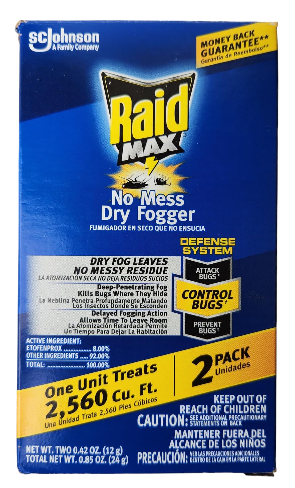 SC Johnson Raid Max No Mess Dry Fogger Roaches Bugs Ants Beetles Crickets Flies Mosquitoes Ticks Waterbugs (Each Cup Treats 2,560 Cu Ft) (4)