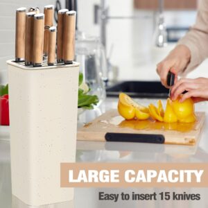 NEWE Knife Block Holder without Knives, Universal Kitchen Storage Stand with Wavy Slots to Protect Blades, Small Space-Saving Knife Organizer for Countertop, Detachable for Easy Cleaning