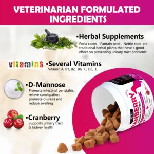 Cranberry Bladder Health for Dogs - Dog Antioxidant- 160 Cranberry Soft Chew Supplements for a Healthy Urinary Tract and Bladder Control – Made with Cranberry & D-Mannose & Vitamins (Chicken Flavor)