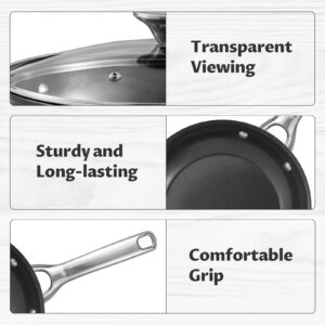 BEZIA Induction Cookware Set 15-Piece, Pots and Pans Set Non Stick with Ceramic Coating, Induction Pots Set with Stainless Steel Handles ＆ Lids, Oven Safe, Compatible with All Stoves