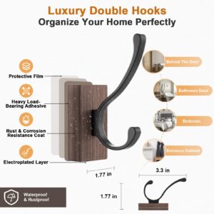 COLGEIFY 2 Packs Wood Wall Hooks Heavy Duty, Wood Coat Hooks for Wall Mounted - Heavy Duty Walnut Wood Wall Hooks.