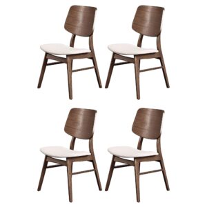 new classic furniture oscar dining chair (set of four), 100% polyester natural beige fabric, walnut brown finish