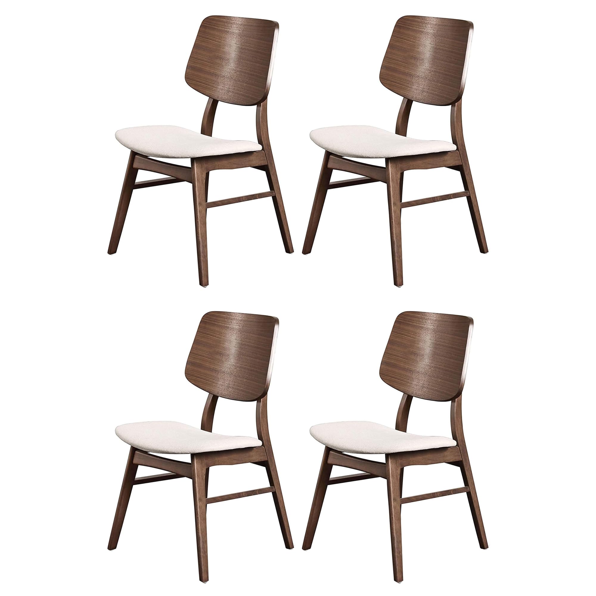 New Classic Furniture Oscar Dining Chair (Set of Four), 100% Polyester Natural Beige Fabric, Walnut Brown Finish