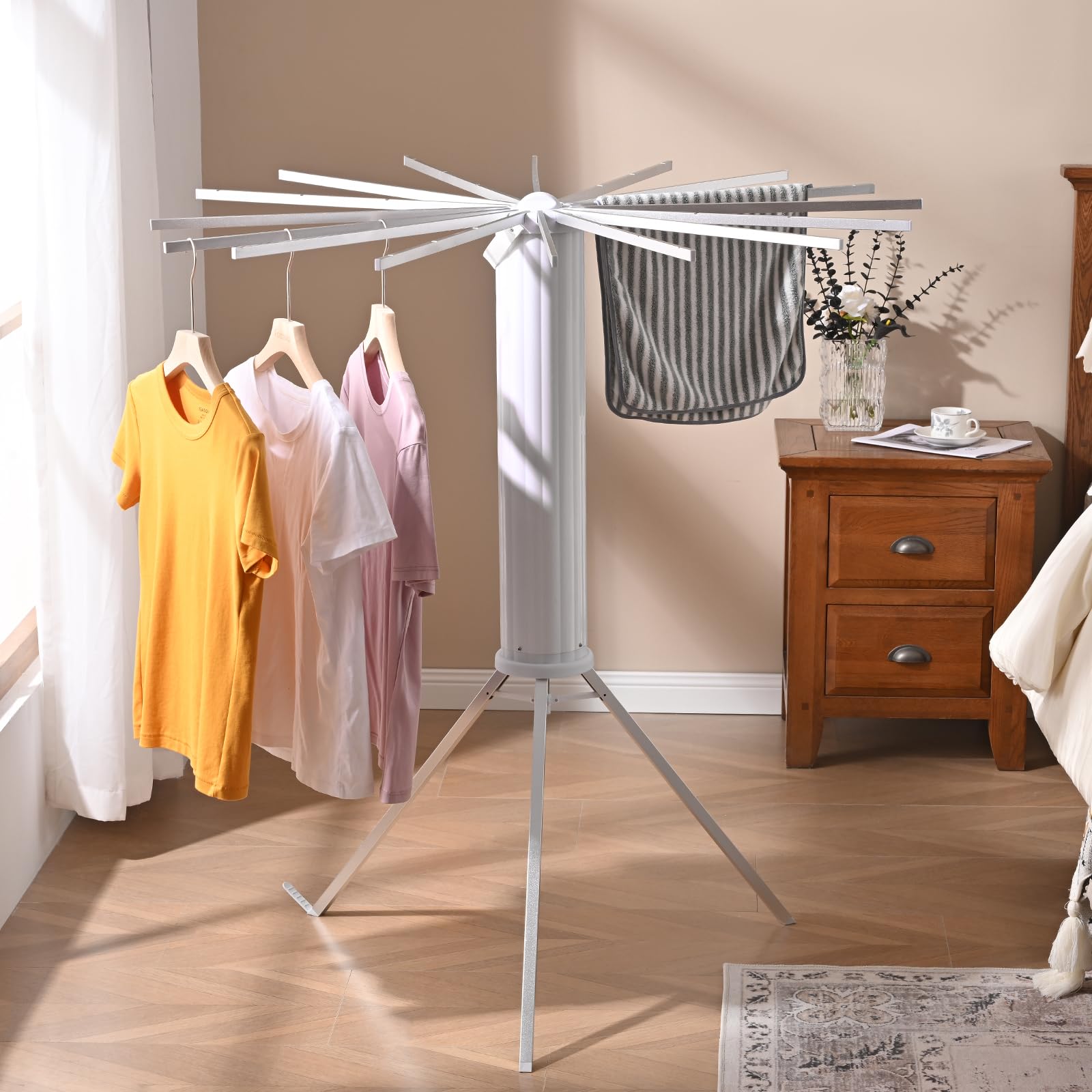 TBDXCJTQQ Tripod Clothes Drying Rack, Outdoor Clothes Drying Rack Saves Space and has Strong Load-Bearing Capacity-Drying Rack Clothing Travel Balcony Family Folding Drying Rack