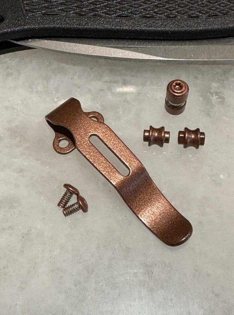 Copper Steel Pocket Clip + Thumb Stud & Standoff For Benchmade Bugout 535 Knife