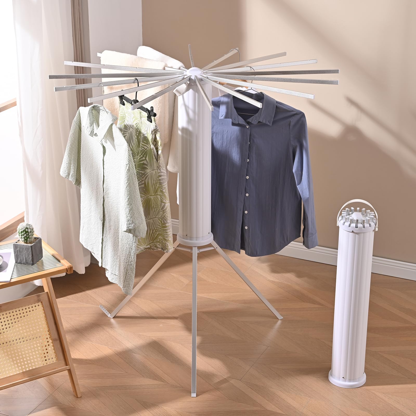 TBDXCJTQQ Tripod Clothes Drying Rack, Outdoor Clothes Drying Rack Saves Space and has Strong Load-Bearing Capacity-Drying Rack Clothing Travel Balcony Family Folding Drying Rack