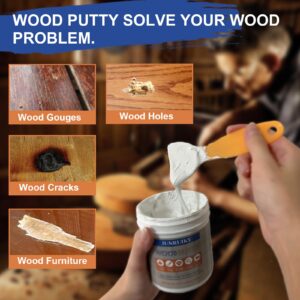 Wood Filler, Wood Putty, Wood Putty Filler Paintable, Stainable & Quick Drying Quickly Repair Any Broken Holes, Cracks, Chips and defective Wooden Furniture Outdoor Wood Repair Kit (White，9.87 Ounce)