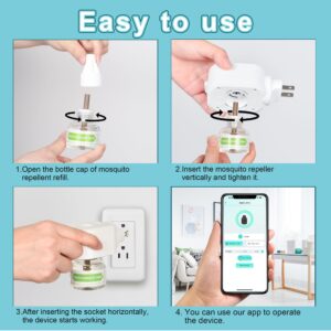 Moskiller Mosquito Repeller, Bluetooth APP Control Electronic Mosquito Repellent Plug in, Include 1 Pack 280 Hr Repellent Refills for Home, Bedroom, Office, Kitchen