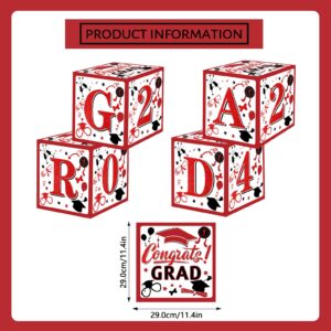 Graduation Party Decorations Class of 2024 Red and Black Graduation Balloon Boxes "Grad 2024" Letters Graduation Decorations Class of 2024 Balloon Boxes (Red)