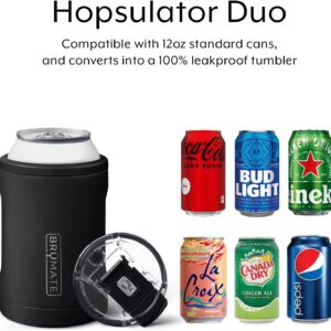 BrüMate Hopsulator Duo 2-in-1 Can Cooler Insulated for 12oz Cans + 100% Leak Proof Tumbler with Lid | Can Insulated for Hard Seltzer, Beer, Soda and Energy Drinks (Blue Agave)