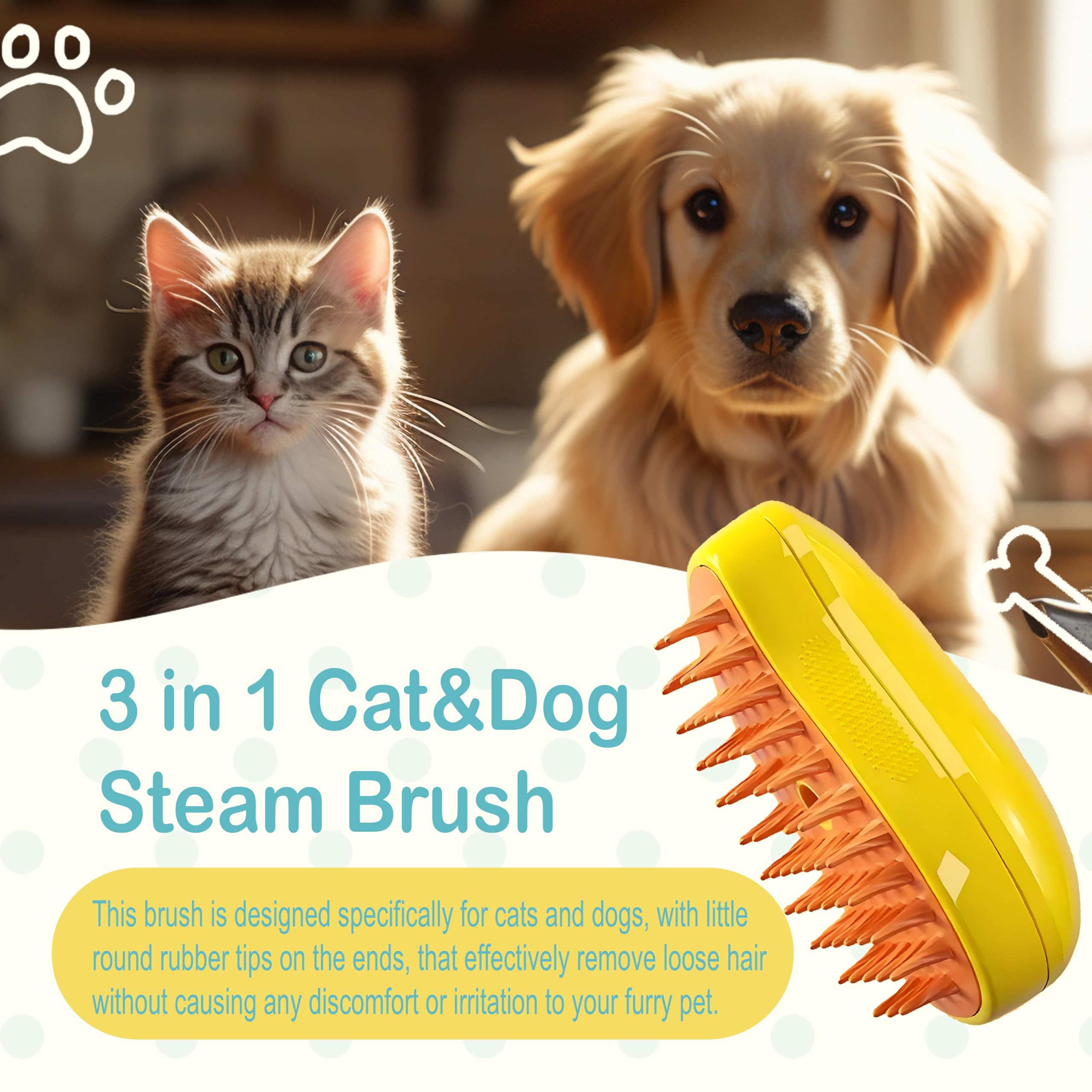 Cat Steam Brush For Shedding, Grooming Tool for Cats and Dogs with Steam Function, Massage, and Shedding Hair Removal - Ideal for Pets, Featuring Weighted Blanket Technology, Hair Brush