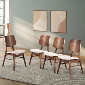 New Classic Furniture Oscar Dining Chair (Set of Four), 100% Polyester Natural Beige Fabric, Walnut Brown Finish