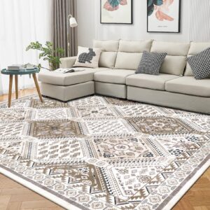 HEBE Washable Area Rug 5x7 Living Room Rug Large Rugs for Bedroom Soft Throw Rugs Non Slip Dining Room Mat Traditional Tiled Area Rugs Indoor Floor Carpet for Nursery Kids Room Entryway