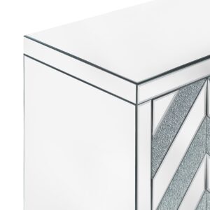 LUMISOL Silver Mirrored Cabinet, Modern Sideboard Cabinet for Entryway Living Room, Floor Cabinet with Crystal Design Handle, Accent Cabinet, Silver White