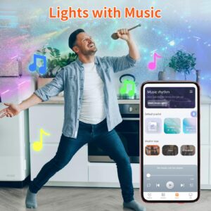 Sunshiney Twist in Light Bulb, A19 GU24 12W 1200LM Smart Bluetooth 2 Prong Led Lightbulb, 2700K-6500K Dimmable Music Sync RGBCW Color Changing Led Lightbulbs, APP Control, 4Pack