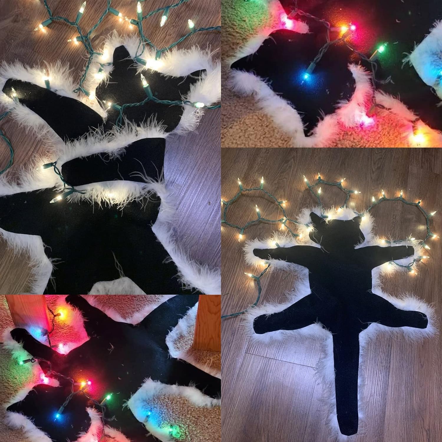 Quixal Light Up Fried Cat Rug - Funny Christmas Decorations, USB-Powered Lights, Always On or Flashing, National Lampoon's Style