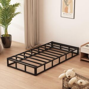 Husleephu Twin Box Spring, 9 Inch High Profile Metal Box Spring Twin Bed Base with Fabric Cover, Sturdy Mattress Foundation, Easy Assembly, Noise Free, Black