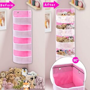 Soft Corner Shelf | Safe Hanging Organizer | Child-Friendly Wall Mount Storage | for Sundries, Toys, Stuffed Animals, Diapers | for Pantry Closet Bedroom Nursery Organization Pink