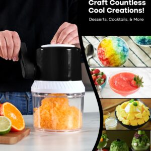 Manual Ice Shaver - Snow Cone Machine with Ice Cube Tray, Stainless Steel Blades, & Large Container - Portable Crushed Ice Machine for Home - Shaved Ice Maker Kit for Kids Snowcones, Slushies & More