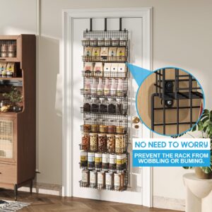 JKsmart 9-Tier Spice Rack Organizer with Door Hook, Wall Mount, and Extra Large Capacity for Pantry Door – Stylish Black Design for Effortless Organization, Ultimate Kitchen Storage Solution